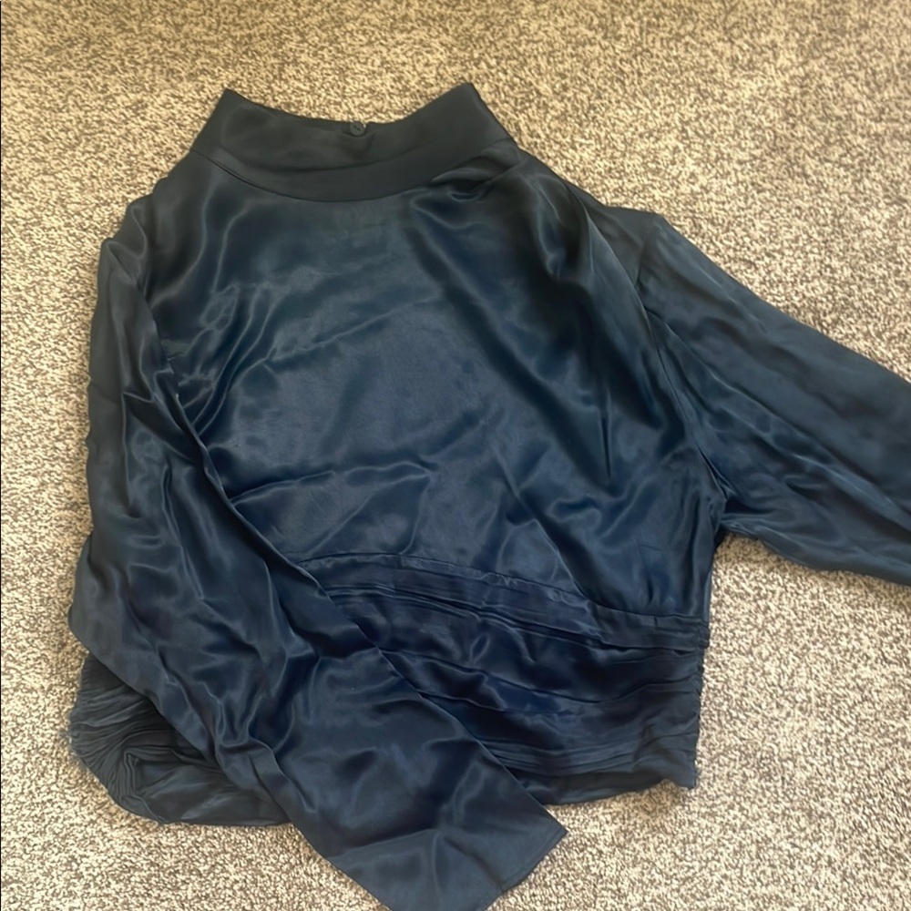 Zara Midnight Blue Satin Top